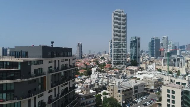 streets and tall buildings in Tel Aviv, Israel.