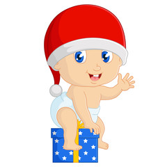 Cartoon baby in christmas