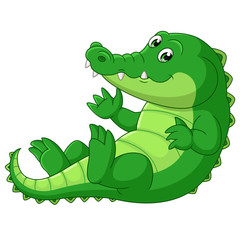Obraz premium happy crocodile cartoon waving hand