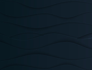 Black paper cut card with wave layers. 3d poster, papercut overlap. Minimal typography relief. Message.