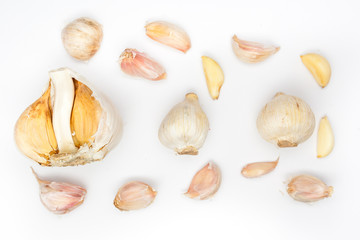 garlics on white background