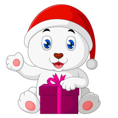 Cartoon happy bear on christmas