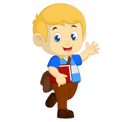 Cartoon boys goes to school