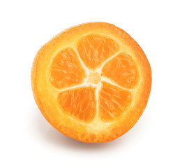 Cumquat or kumquat half isolated on white background