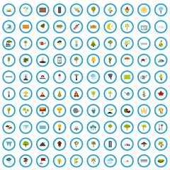 100 park icons set in flat style for any design vector illustration