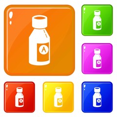 Juice pack icons set collection vector 6 color isolated on white background