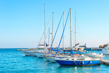 Naklejka na ściany i meble Yachts in Larnaca marina, Cyprus