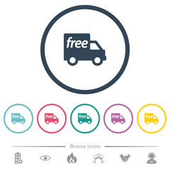 Free shipping flat color icons in round outlines