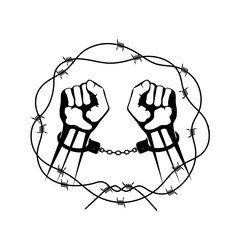 hands in a wreath of barbed wire