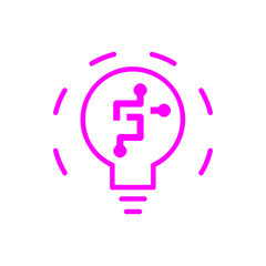 Obraz premium idea, bulb, light, energy bulb, head, thinking, creative business idea magenta color icon
