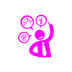 idea, bulb, light, energy bulb, head, thinking, creative business idea magenta color icon