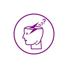 idea, bulb, light, energy bulb, head, thinking, creative business idea purple color icon