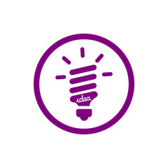 Obraz premium idea, bulb, light, energy bulb, head, thinking, creative business idea purple color icon