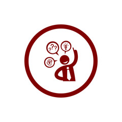 idea, bulb, light, energy bulb, head, thinking, creative business idea maroon color icon