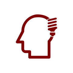 idea, bulb, light, energy bulb, head, thinking, creative business idea maroon color icon