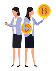 Business people with bitcoins