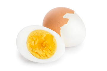 boiled egg and half isolated on white background
