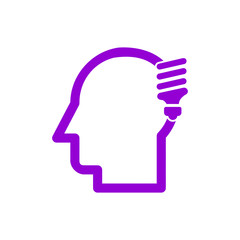 idea, bulb, light, energy bulb, head, thinking, creative business idea dark violet color icon