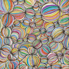 Vector doodle outline abstract ornamental ball stripe background