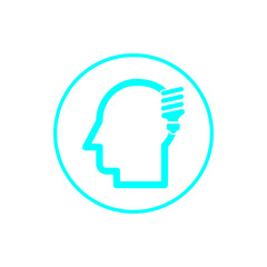 idea, bulb, light, energy bulb, head, thinking, creative business idea cyan color icon