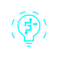 idea, bulb, light, energy bulb, head, thinking, creative business idea cyan color icon