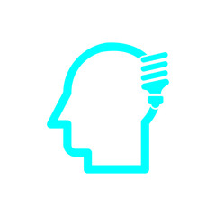 idea, bulb, light, energy bulb, head, thinking, creative business idea cyan color icon