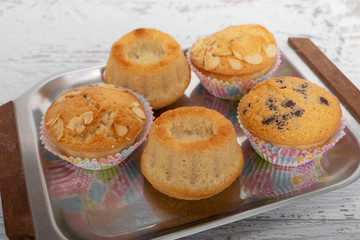 Homemade fresh muffins with chocolate and mandula