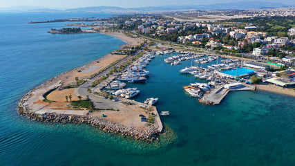 Fototapeta na wymiar Aerial drone photo of famous Marina of Glyfada suburb, South Attica, Athens riviera, Greece