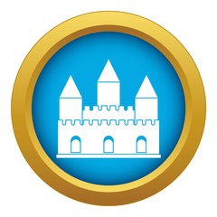 Castle tower icon blue vector isolated on white background for any design