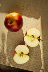 Juicy halfs of an apple