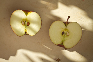 Juicy halfs of an apple