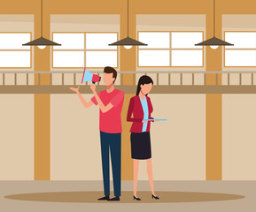 Fototapeta premium Coworkers teamwork cartoon