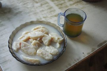 A bowl with traditional homemade ukrainian russian cottage cheese 