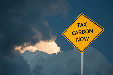 Environmental Sign Post, "TAX CARBON NOW".