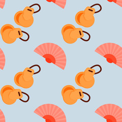 Seamless pattern with castanets. Traditional symbols of Spain. Spain seamless pattern. Modern cartoon vector texture with famous symbols of Spain for print.