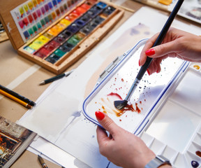 Painter make beautiful sketch with pensil