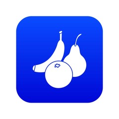 Fruits food icon blue vector isolated on white background