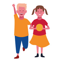 Two kids smiling cartoons