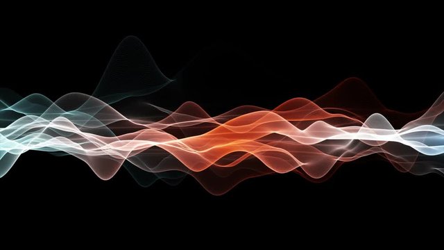 Fantastic animation with particle wave object in slow motion and space for text, 4096x2304 loop 4K
