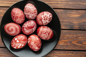 Still life with Pysanka, decorated Easter eggs