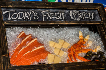 Fresh seafood on the dock of Resurrection Bay, Alaska.