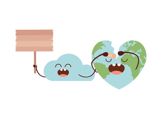 planet earth kawaii isolated icon