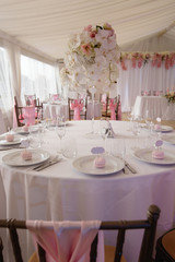 Blank ad space frame sign - Wedding Setup decoration during Reception - Tender pink and white color - Zephyr and marshmallow details