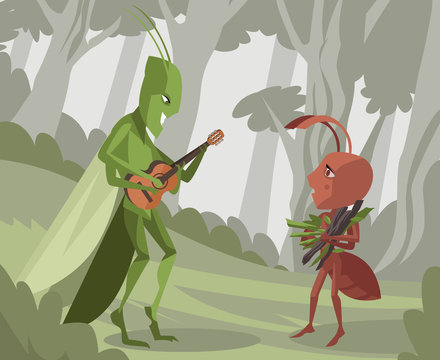 Ant And Grasshopper Cicada Fable