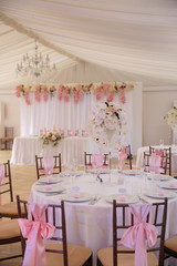 Blank ad space frame sign - Wedding Setup decoration during Reception - Tender pink and white color - Zephyr and marshmallow details