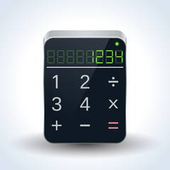 Portable calculator realistic vector icon