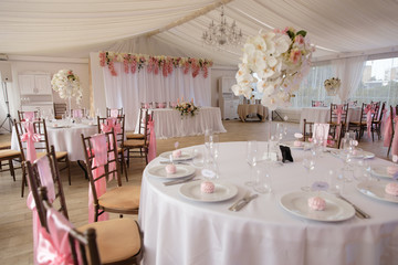 Blank ad space frame sign - Wedding Setup decoration during Reception - Tender pink and white color - Zephyr and marshmallow details