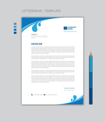 Letterhead template vector, minimalist style, printing design, business advertisement layout, Blue concept background