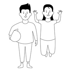 Boy smiling face cartoon in black and white