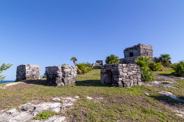 Tulum. Mexico. Maya temple ruins.